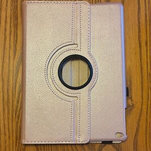 Rose Gold Tablet Case with Leather Finish and Rotating Design